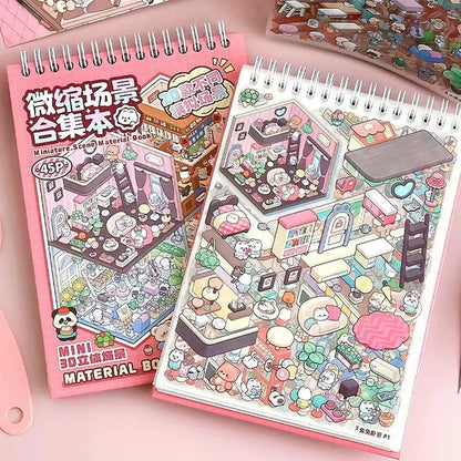 NEW 20Pcs 20-in-1 Cartoon Landscape Sticker Book – DIY 3D Pocket Cabin Scene Stickers for Kids Gift