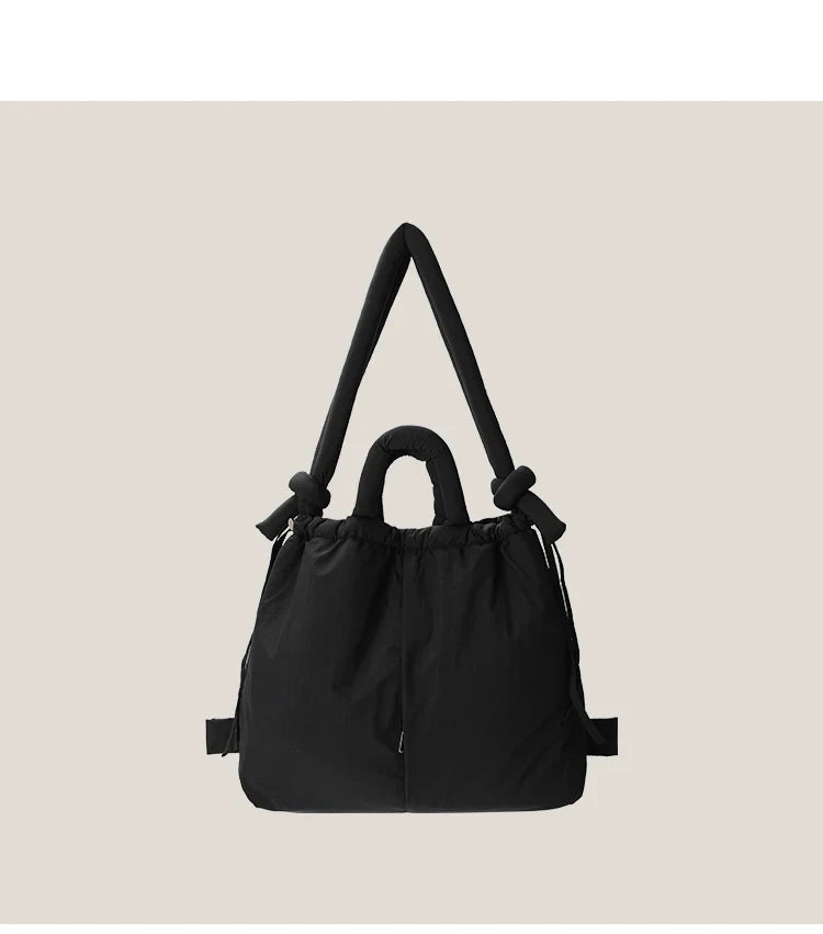 2023 Casual Nylon Padded Tote Bag – Soft Puffer Shoulder & Crossbody Handbag for Women, Large Capacity Vintage Design