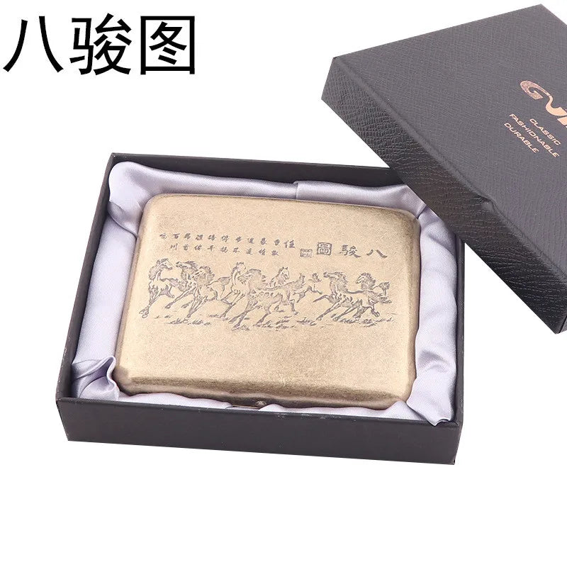 Retro Cigarette Case - Portable 20-Capacity Metal Cigarette Storage Box & Smoking Accessory