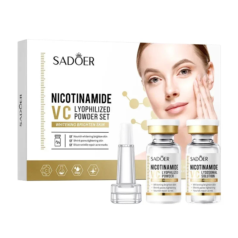 Niacinamide Face Serum Powder Set – Whitening, Hydrating, Anti-Aging, Anti-Wrinkle Skin Care with Pore-Reducing Effect