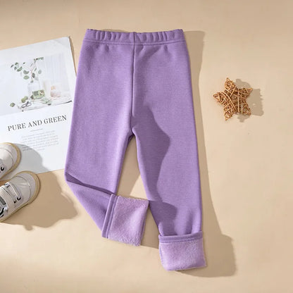 Winter Girls’ Fleece-Lined Thickened Trousers – Slim-Fit, Elastic Candy-Colored Pants to Keep Your Princess Cozy