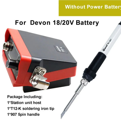 72W T12 Cordless Soldering Station – Compatible with Dewalt, Makita, Milwaukee, Worx 20V Max Li-ion Batteries, DIY Repair Tool