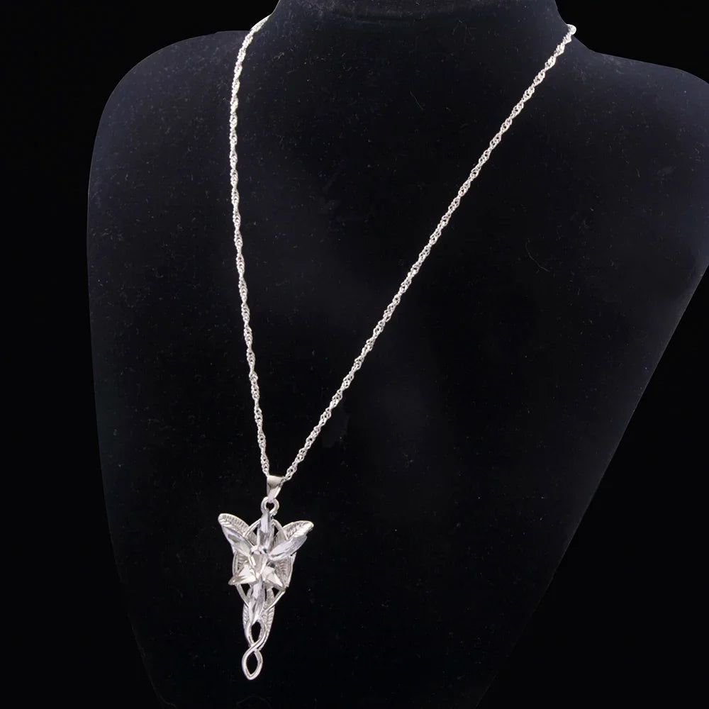 Lord of the Rings Arwen Evenstar Necklace – Elf Princess Crystal Pendant Choker Jewelry Gift for Women