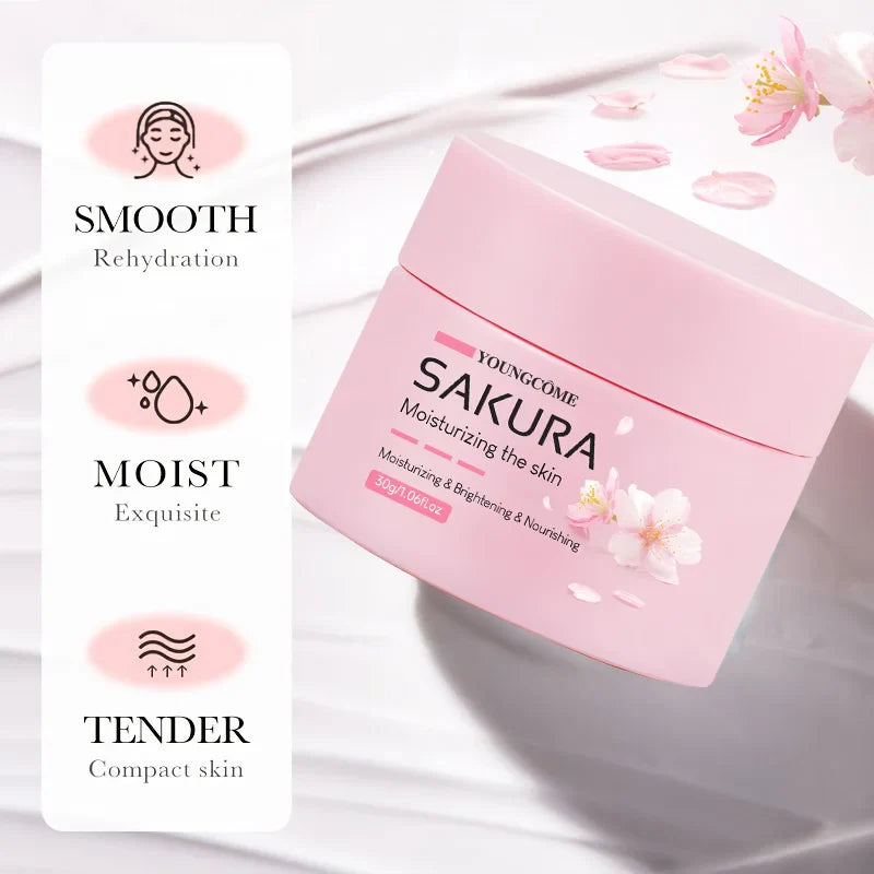 Sakura Essence Cherry Blossom Facial Cream — Moisturizing, Softening & Hydrating Skincare for Dry, Rough Skin