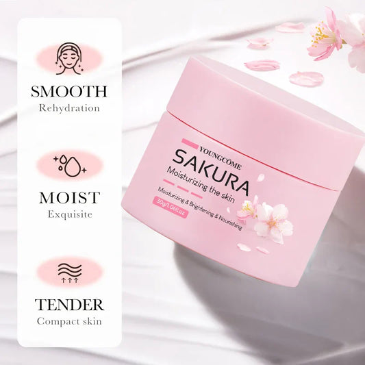 Sakura Essence Cherry Blossom Facial Cream — Moisturizing, Softening & Hydrating Skincare for Dry, Rough Skin