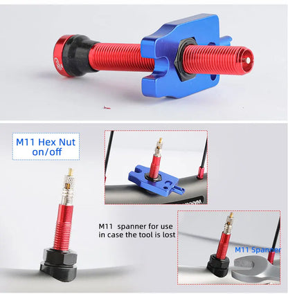 Deemount 2PCS Bicycle Tubeless Schrader Valves — Brass Core CNC Anodized MTB & Road Bike Rim Nipple