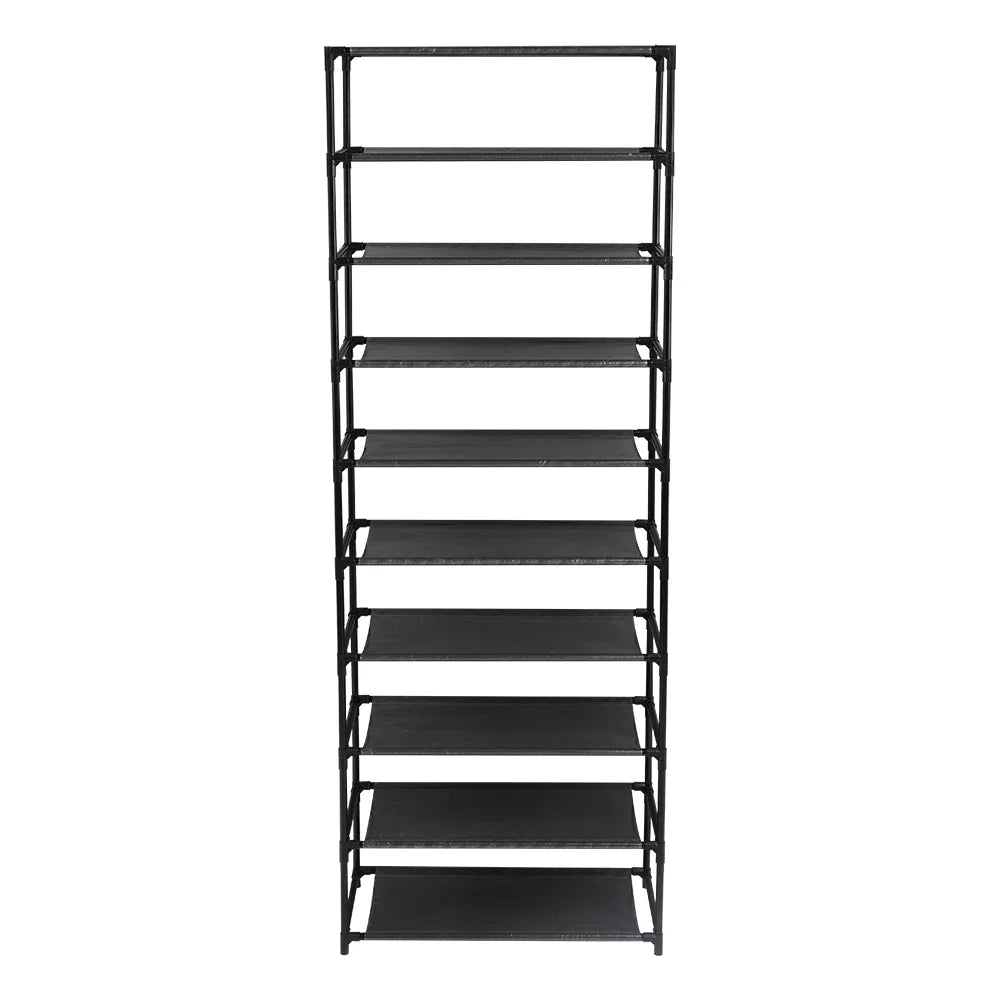 10 Tier Stackable Shoe Rack - Stainless Steel Frame, Holds 50 Pairs of Shoes for Organized Storage