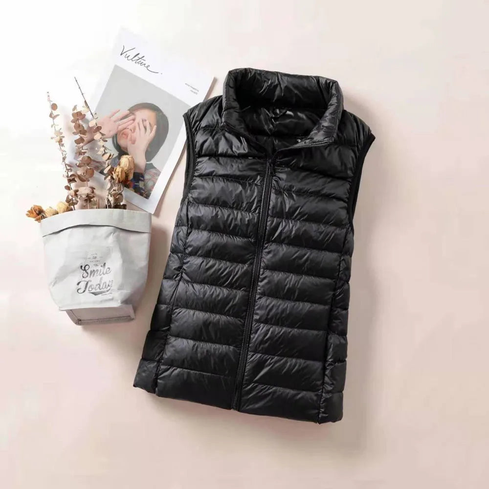 2024 Women's Ultra-Light Down Vest – Slim Sleeveless, Portable & Windproof Lightweight Waistcoat for Girls