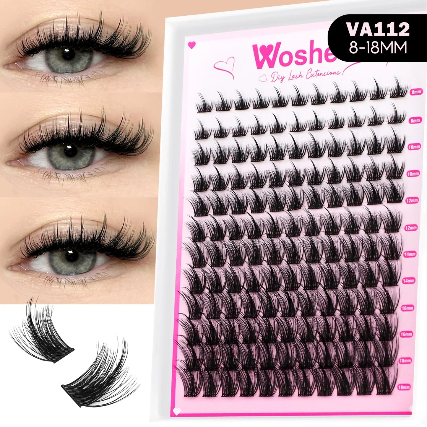 WOSHEER Manga Lash Clusters Kit – Clear Fairy Wet-Look Spiky Individual Anime Eyelashes
