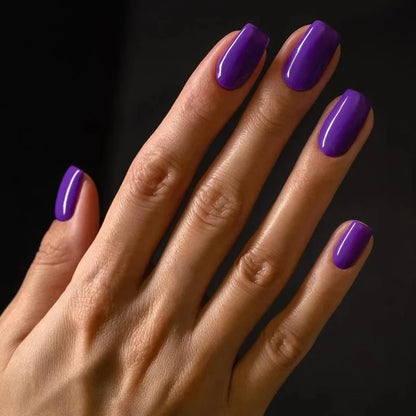 Solid Color Press-On False Nails Set – Square Shape Wearable Nail Art Tips with Glue, Fashion Manicure Accessories (Wholesale)