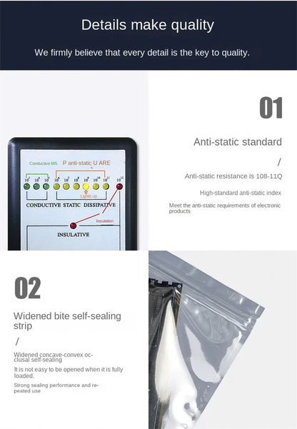 Transparent Anti-Static Shielding Bags – ESD Self-Sealing Pouches for Storage of Small Electronics & USB Accessories
