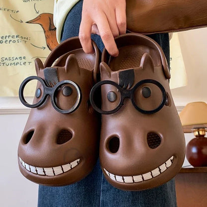 Funny Cartoon Platform Clogs - Soft EVA Slip-On Beach Sandals for Women & Couples