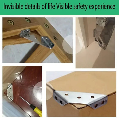 Stainless Steel Corner Brackets Set – Heavy-Duty Angle Shelf & Cabinet Support Connectors with Screws