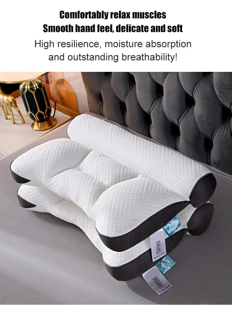 Anti-Traction Sleep Neck Care Pillow – Zoning Design, Washable Adult Pillow Core, Knitted Low Pillow for Home & Hotel