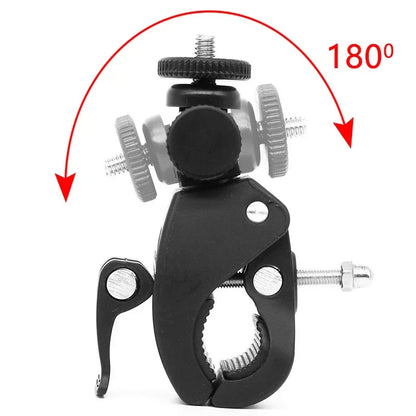 Universal 360° Rotating Bike Handlebar Camera Mount – 1/4” Tripod Clamp for GoPro and Action Cameras