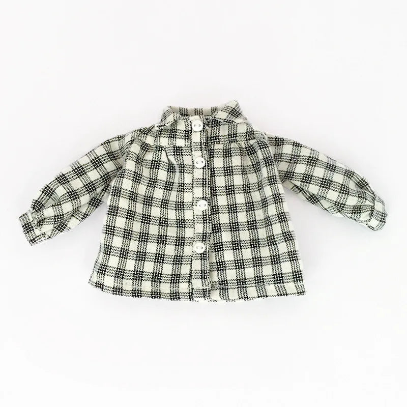 Casual Blythe Doll Clothes – Romper, Plaid Pants & Long Sleeve Top for Licca, Azone, OB24/OB27 Dolls
