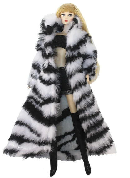 1:6 Scale Doll Clothes – Fur Coat Dress Outfit for 11.5" (30cm) Dolls, Multiple Styles, Gift for Girls