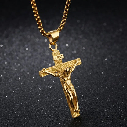 Premium Cross Necklace for Women - 18K Gold Plated Trendy Gold Cross Pendant Chain for Girls, Crucifix Necklace