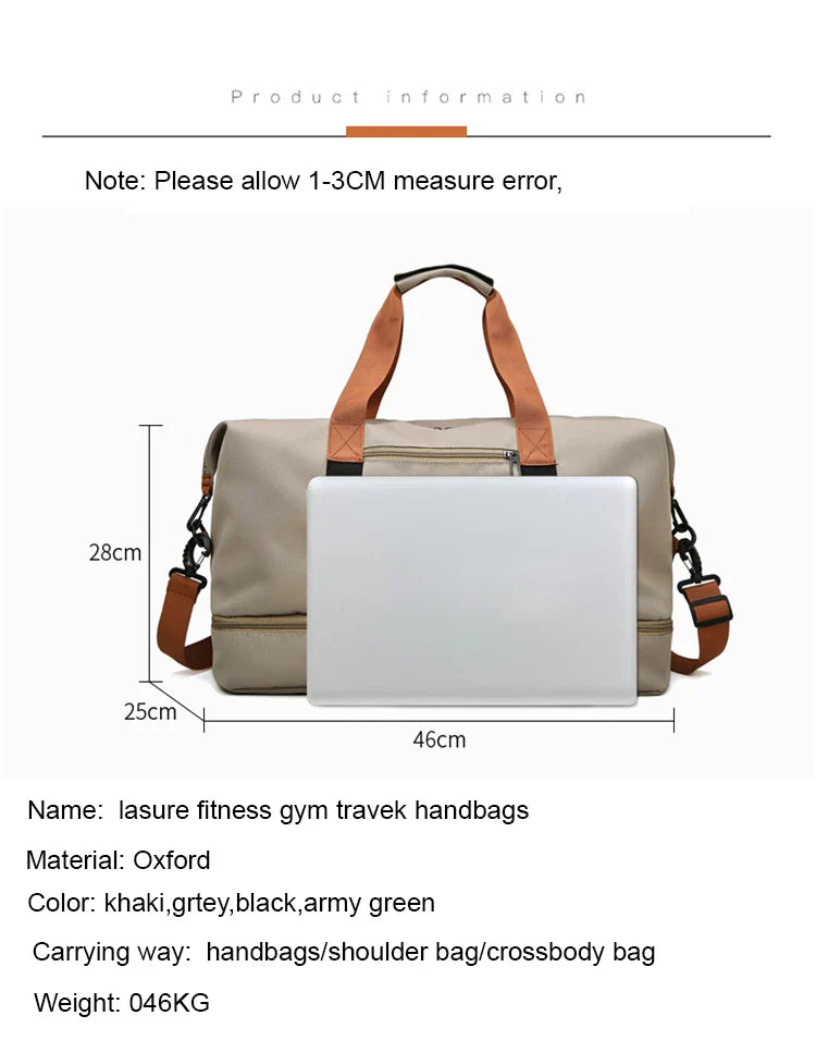 Travel Gym Bag – Short-Distance Luggage & Portable Fitness Duffel, Shoulder, Crossbody, and Weekender Carry-On Bag