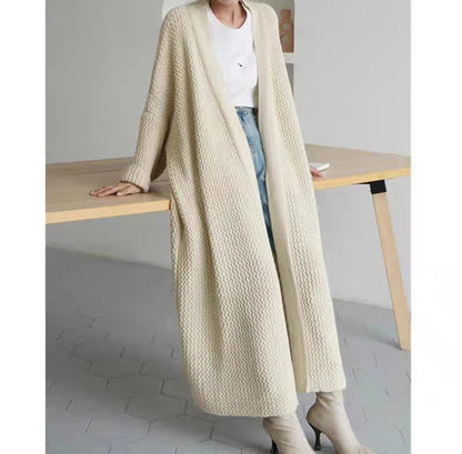 Thick Loose Long Cardigan Sweater Coat – Long Sleeve Warm Knit Outerwear, V-Neck Casual Office Jacket for Women, Fall & Winter