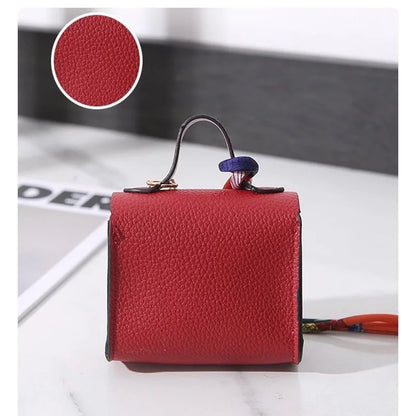 Luxury Mini Headphone Bag – Leather Purse Pendant Keychain for AirPods 2/3/4/Pro 2 and Galaxy Buds 3/3Pro