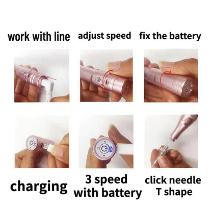 Professional Eyebrow Tattoo Machine — Wireless Micropigmentation & Microblading Pen with Battery