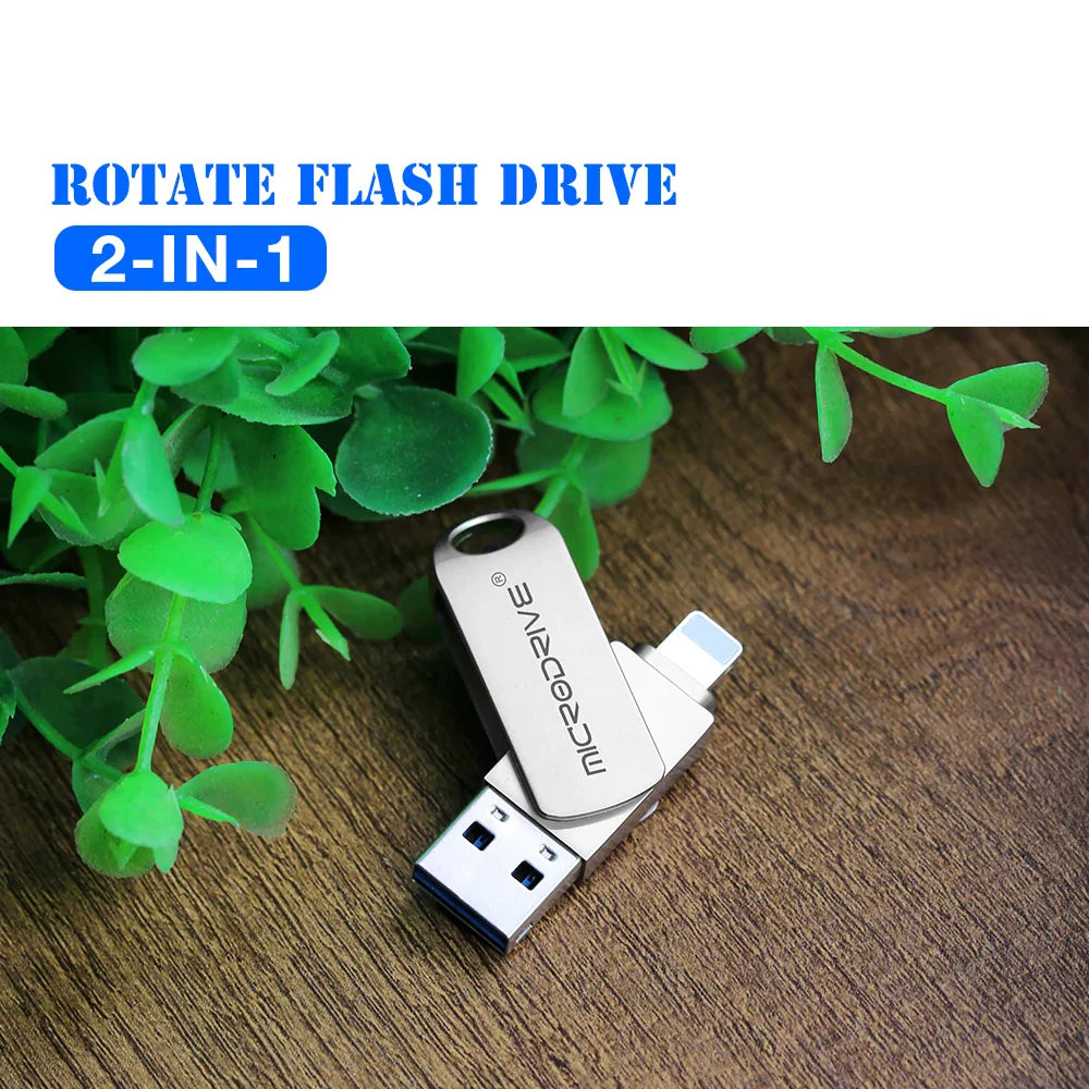 Metal OTG USB 3.0 Pen Drive – 32GB, 64GB, 128GB, 256GB Memory Stick for iPhone, iPad, Lightning, iOS