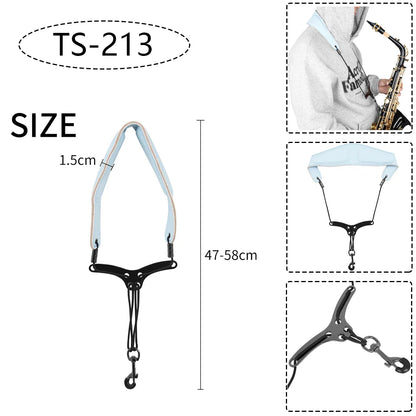Saxophone Neck Strap - Adjustable Leather Universal Fit for Soprano, Alto, Tenor Sax with Secure Closed Hooks