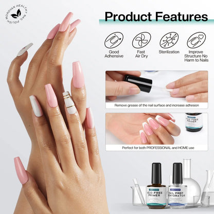 Morovan Natural Nail Dehydrator & Acid-Free Primer – For Acrylic & Gel Nails, UV Gel Nail Primer