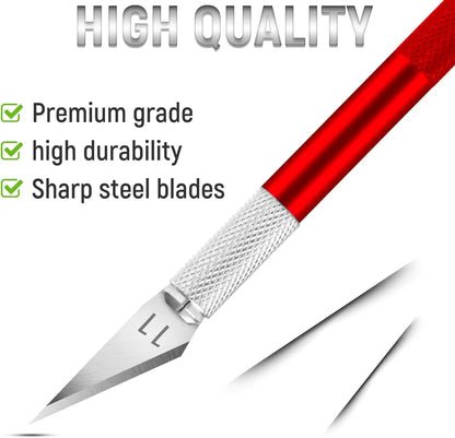 Craft Hobby Knife Set – Precision Exacto Knife with 11 Stainless Steel Blades & 15cm Ruler for Art & DIY