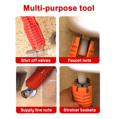14-in-1 Sink Faucet Wrench - Plumbing Repair Tool with Anti-Slip Handle - Double Head Wrench for Bathroom Plumbing and Water Heater - Spanner Tool