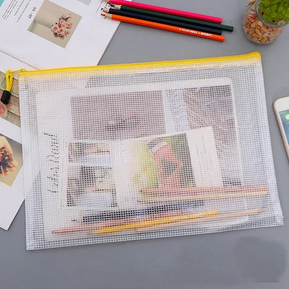 Mesh Zipper Document Bag Set - 3/5PCS A3 A4 A5 A6 Stationery Storage Pouches for School & Office Supplies