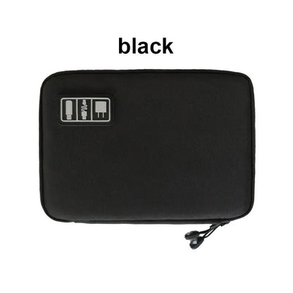 Black & Green Portable Storage Bag – Waterproof Electronic Accessory Organizer for USB Cables, Chargers & Travel