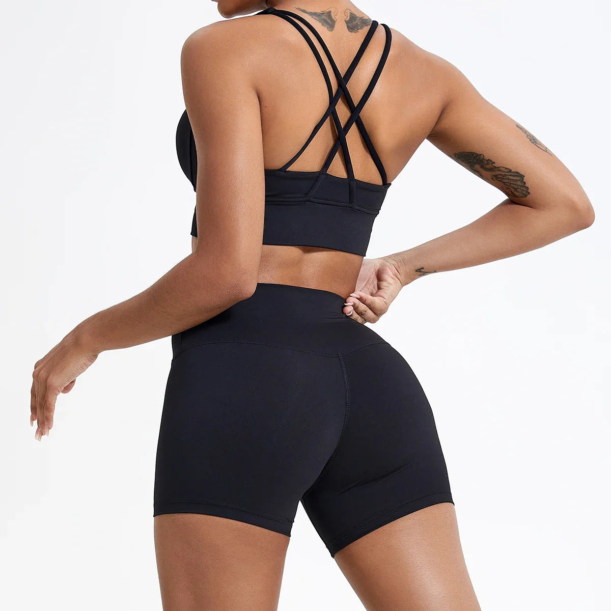 Push-Up Sports Bra for Women – Cross Back Yoga Crop Top, Shockproof Gym Fitness Bra for Running & Workout