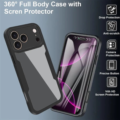 Clear 360° Full Wrap iPhone Case - Camera Lens & Screen Protection Cover for iPhone 17 Air, 17e, 16e, 16, 15, 14, 13, 12, 11, X, XR & 8/7 Plus