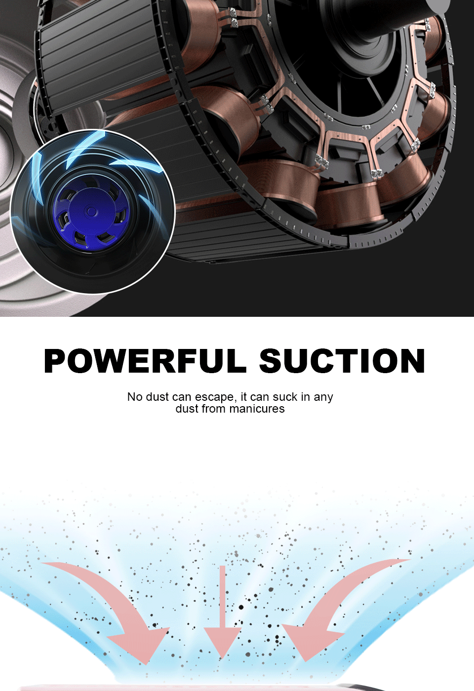 Nail Dust Collector – Powerful Manicure Vacuum Cleaner with Filter, Nail Extractor Fan for Nail Art Tools