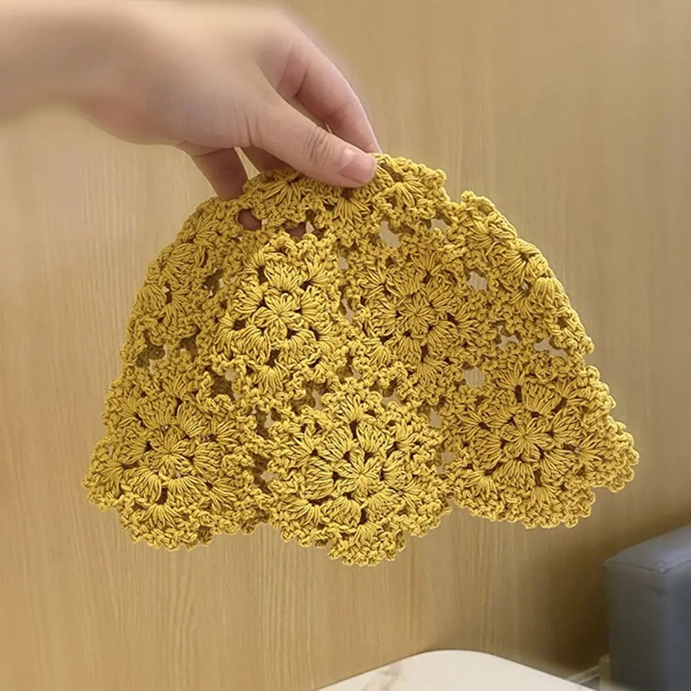 Autumn Winter Knitted Beret – Hollow Lace Flower Fashion Skullies Hat for Women, Casual Bonnet Cap