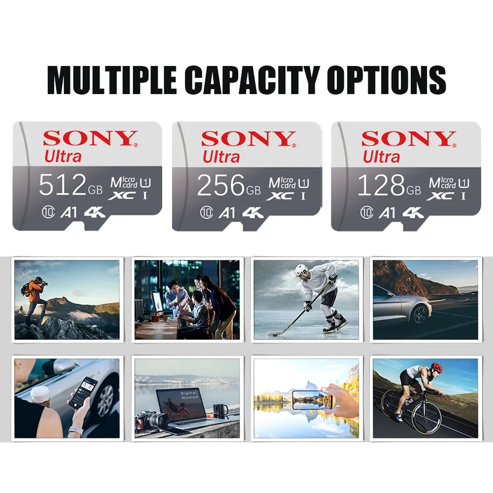 SONY Original Micro SD Card – 128GB 256GB 512GB 1TB 2TB U3 4K Memory Card for Phone, Camera, Tablet, PC