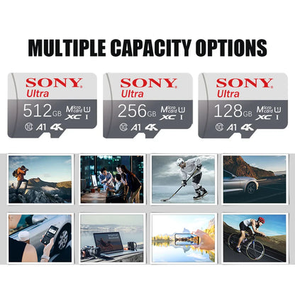SONY Original Micro SD Card – 128GB 256GB 512GB 1TB 2TB U3 4K Memory Card for Phone, Camera, Tablet, PC