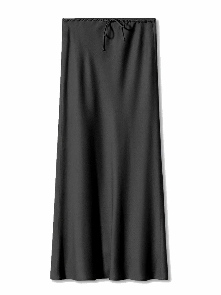 Women’s Long Satin Maxi Skirt – Luxury Shiny High Waist Straight Fit Elegant Skirt for Spring Summer Casual Fashion