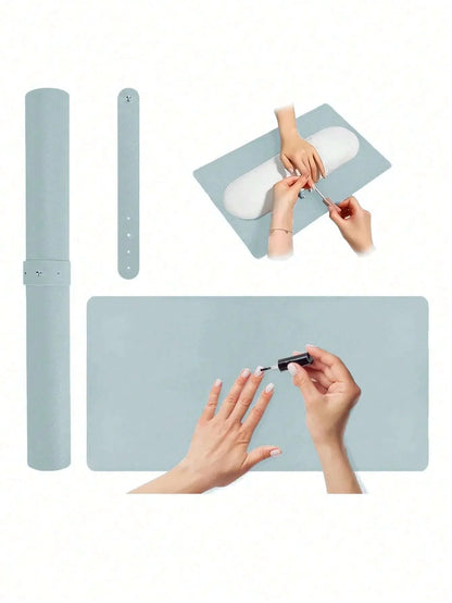 Portable Nail Art Armrest Mat - 1/2PCS Foldable Soft Microfiber Leather Table Pad for Nail Salons