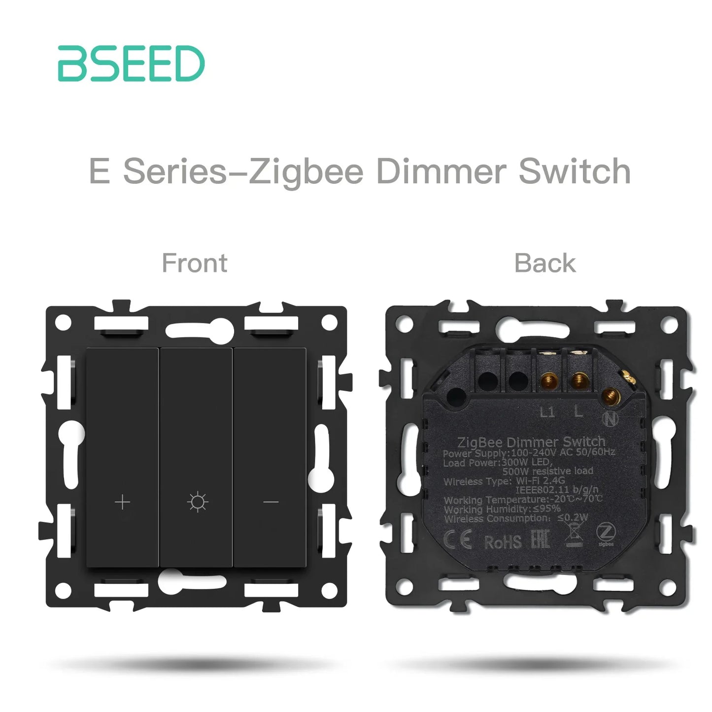 BSEED Zigbee Smart Wall Switch Parts – EU Power Outlet & Glass Frame DIY Combo