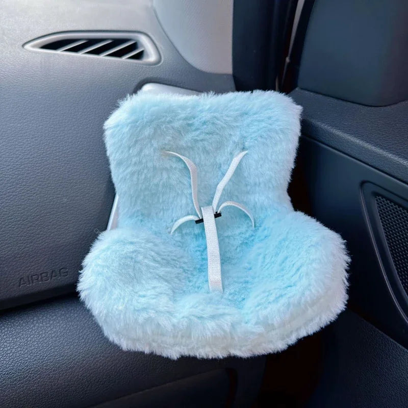 Mini Plush Safety Seat — Kawaii Labubu Idol Kpop Doll Car Air Freshener & Decoration Accessory