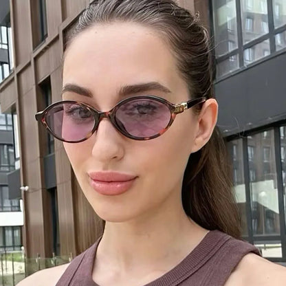 Fashion Oval Retro Sunglasses for Women – Simple Literary Design, Small Frame UV400 Luxury Travel Eyewear