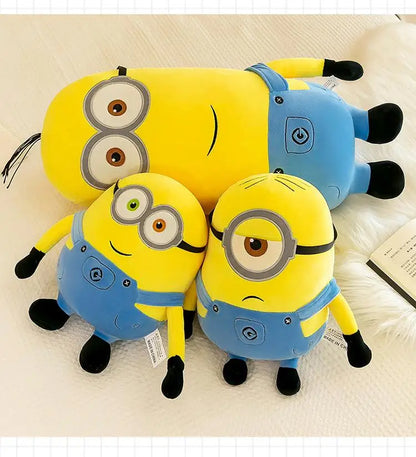 Cute Minions Plush Toy – Yellow Bob & Stuart Soft Dolls in Jeans, Perfect Christmas & Birthday Gift (1pcs)