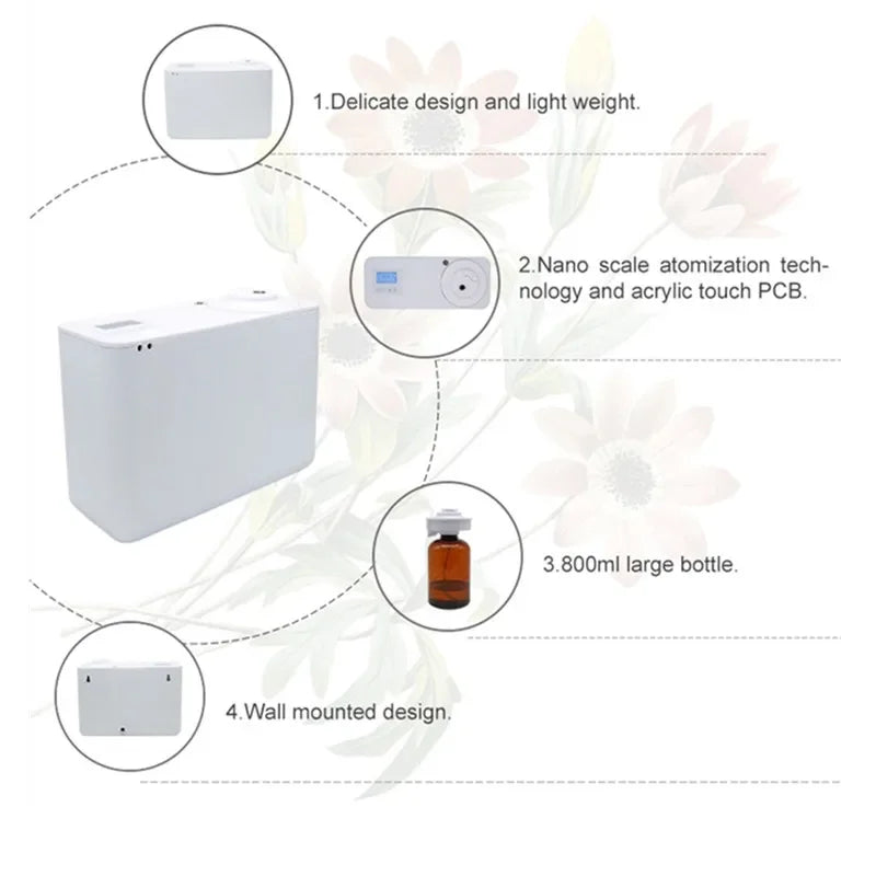 4000m³ Electric Aroma Diffuser – 800ML Essential Oils Air Freshener for Home, HVAC Room Fragrance & Flavoring