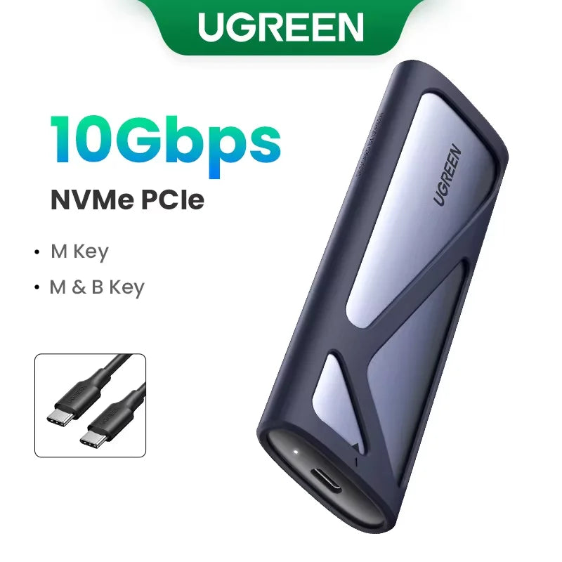 UGREEN M2 SSD Case – NVMe SATA Dual Protocol M.2 to USB Type C 3.1 Adapter, SSD Disk Box for PCIe NGFF & SATA SSD