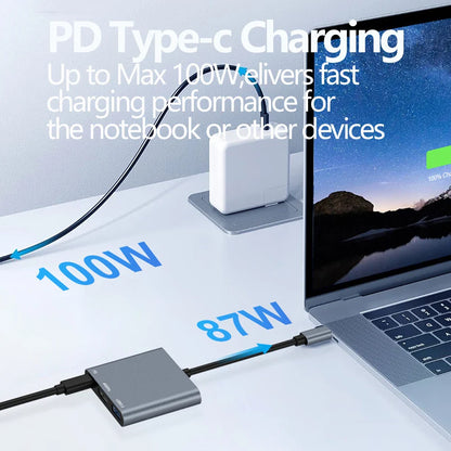 Tebe 3-in-1 USB-C Hub Adapter – 4K 60Hz HDMI, USB 3.0 & 100W PD Fast Charging for MacBook, iPad, Dell & Nintendo Switch