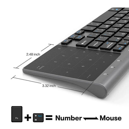 Slim 2.4G Wireless Keyboard with Touchpad — USB Numeric Keypad for Android, Windows, Desktop, Laptop & TV Box