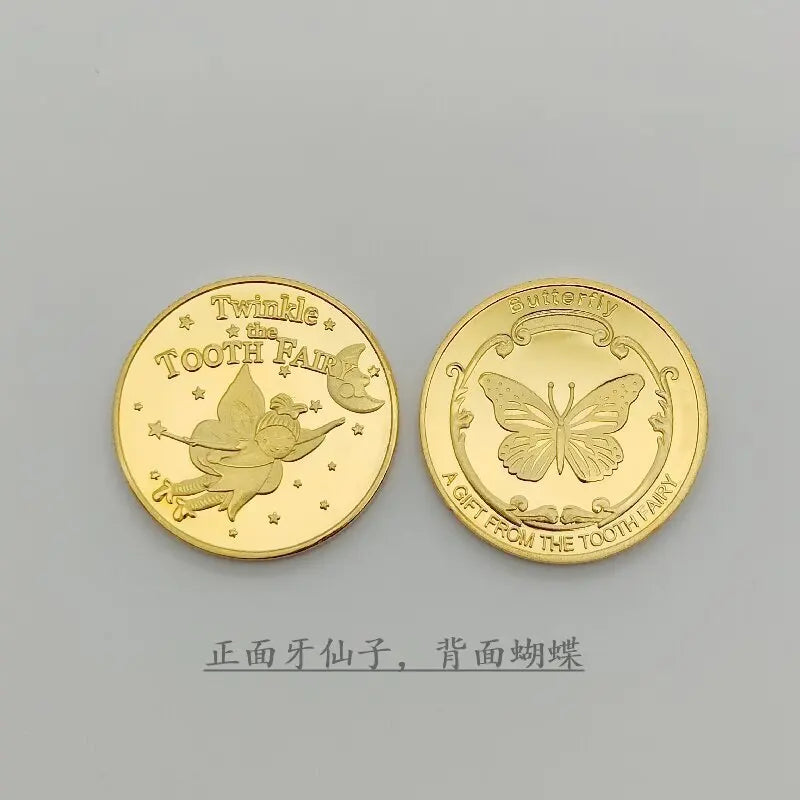 Tooth Fairy Gold Plated Commemorative Coin – Metal Keepsake Gift for Kids Tooth Collection